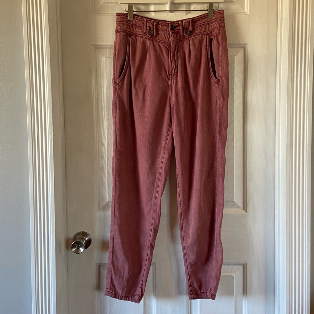 By Anthropologie High Waist Jeans Pleated Faded Red Size 27